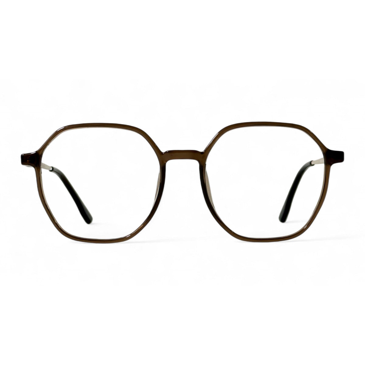 Clyra Brown Round Eyeglasses front view