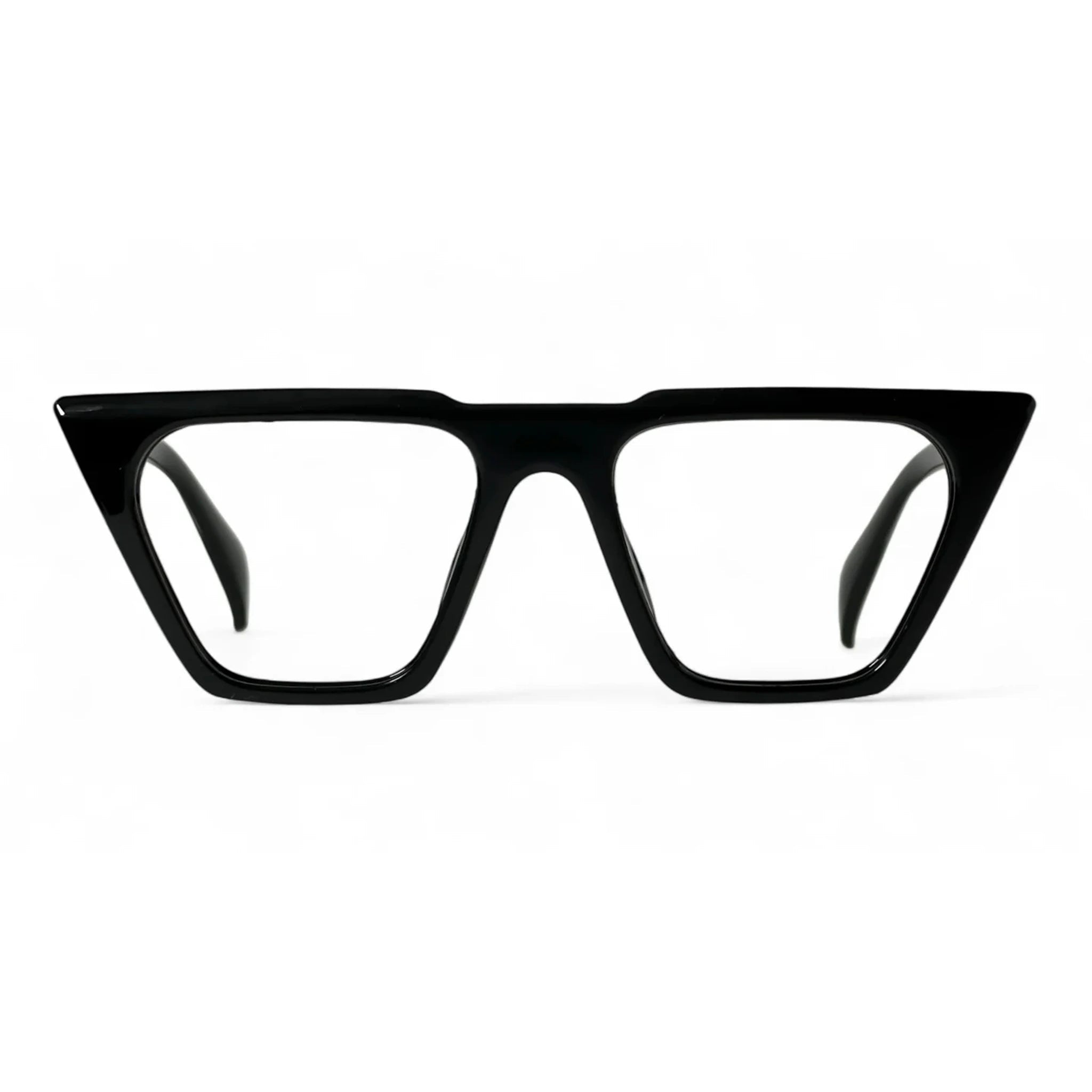 Zeltra Black Rectangle Eyeglasses front view