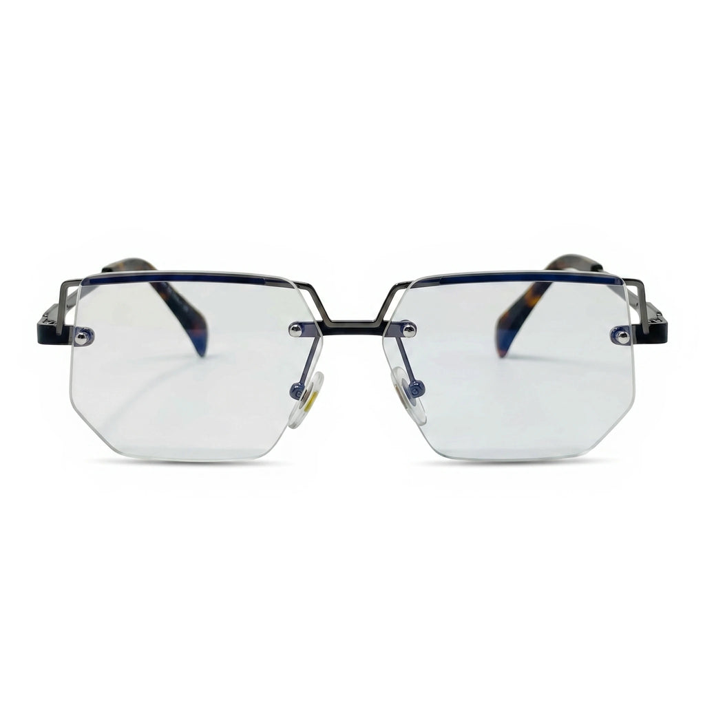Onyx Silver Rectangle Eyeglasses