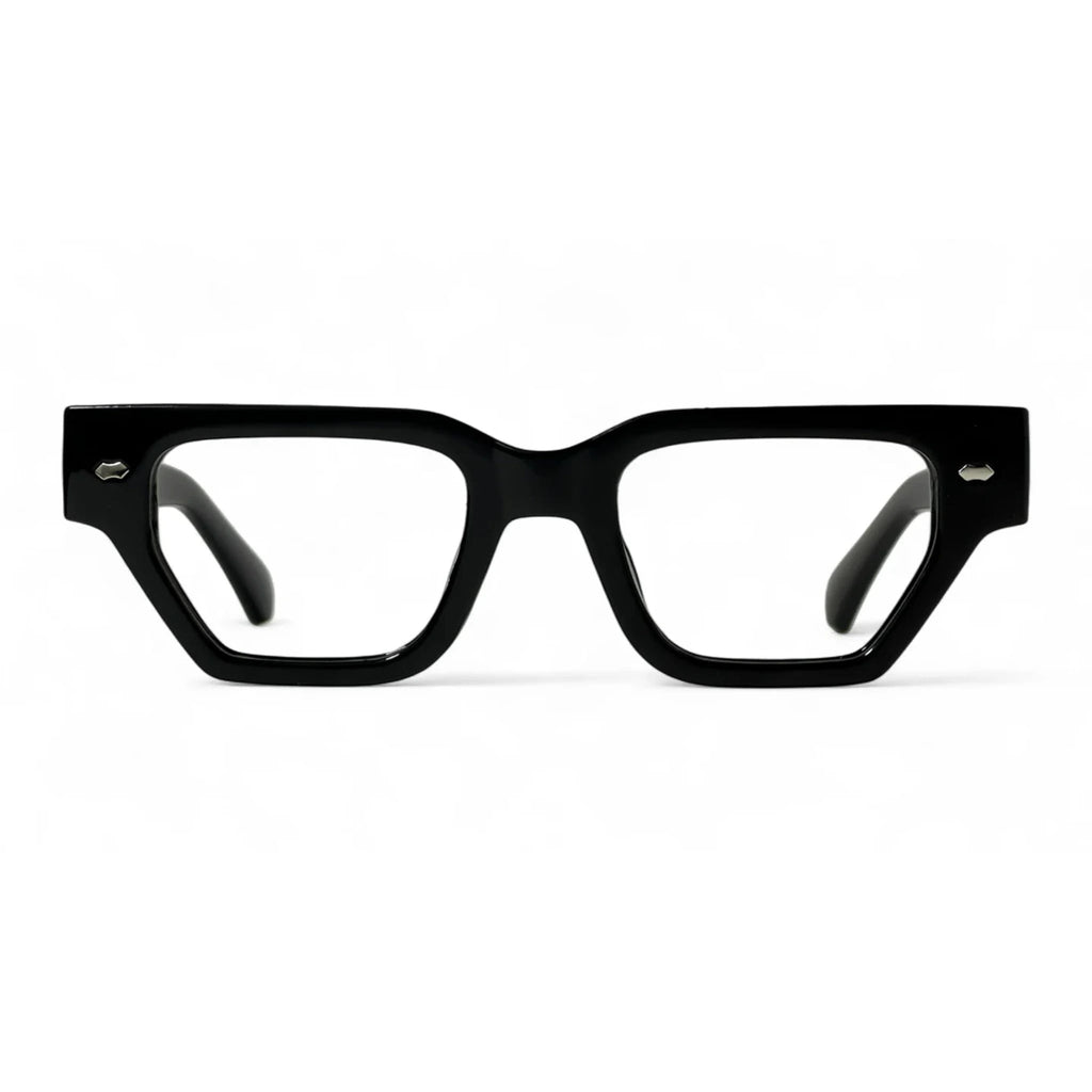 Droven Black Rectangle Eyeglasses front view