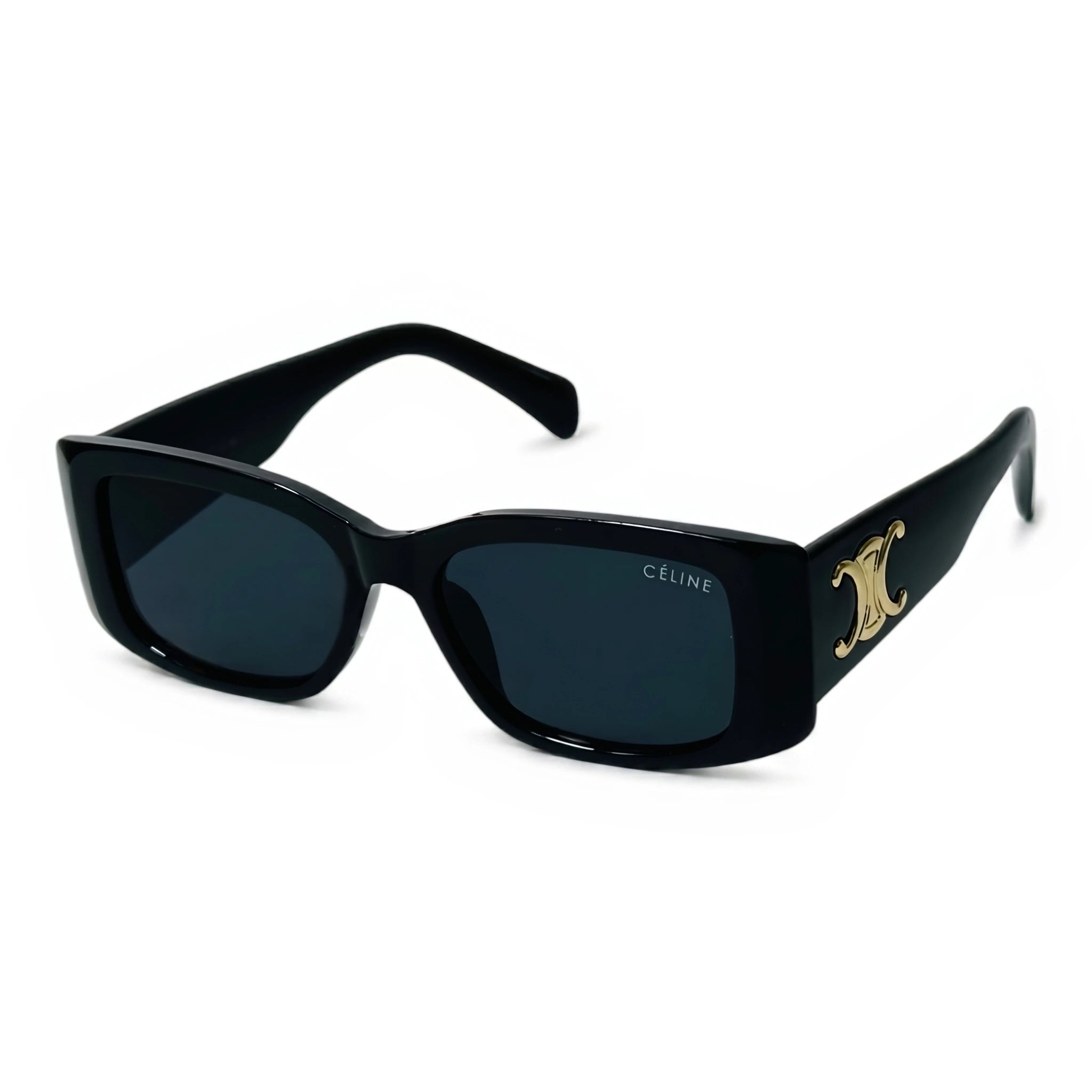 Onyx Black Rectangle Sunglasses