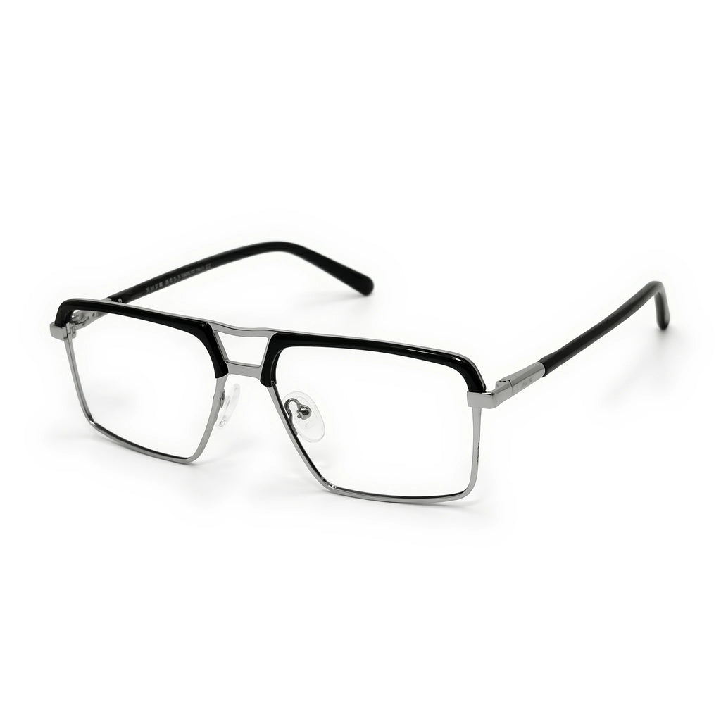 Griff Silver Black Rectangle Eyeglasses