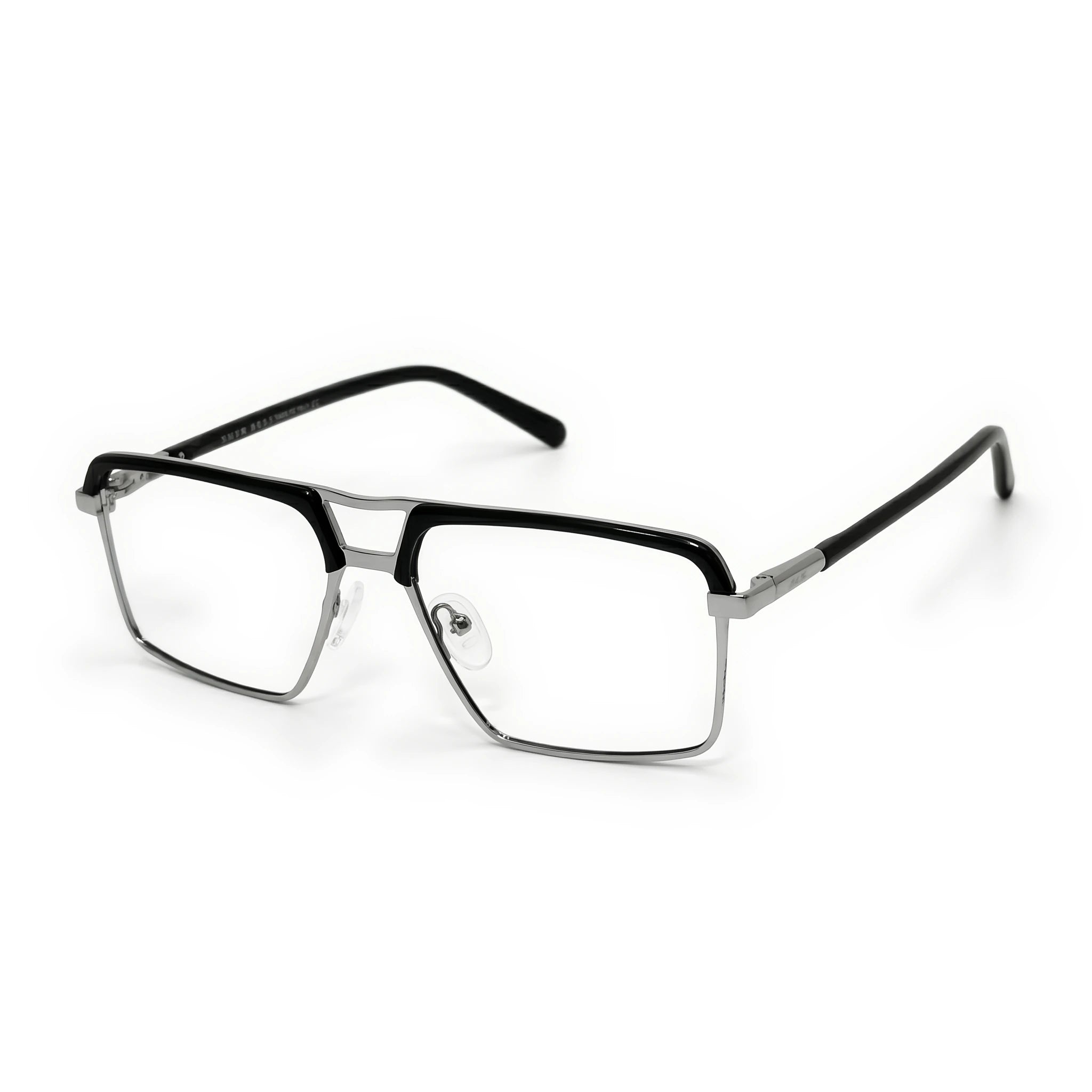 Griff Silver Black Rectangle Eyeglasses
