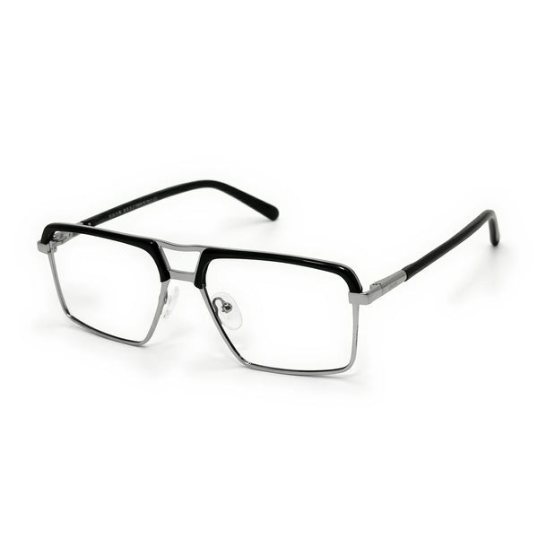 Griff Silver Black Rectangle Eyeglasses