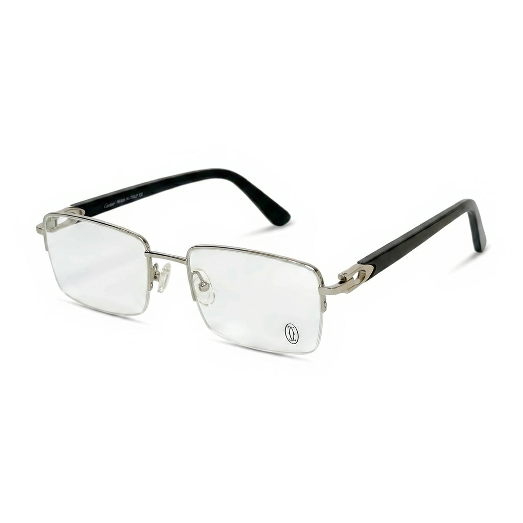 Dex Silver Black Rectangle Eyeglasses