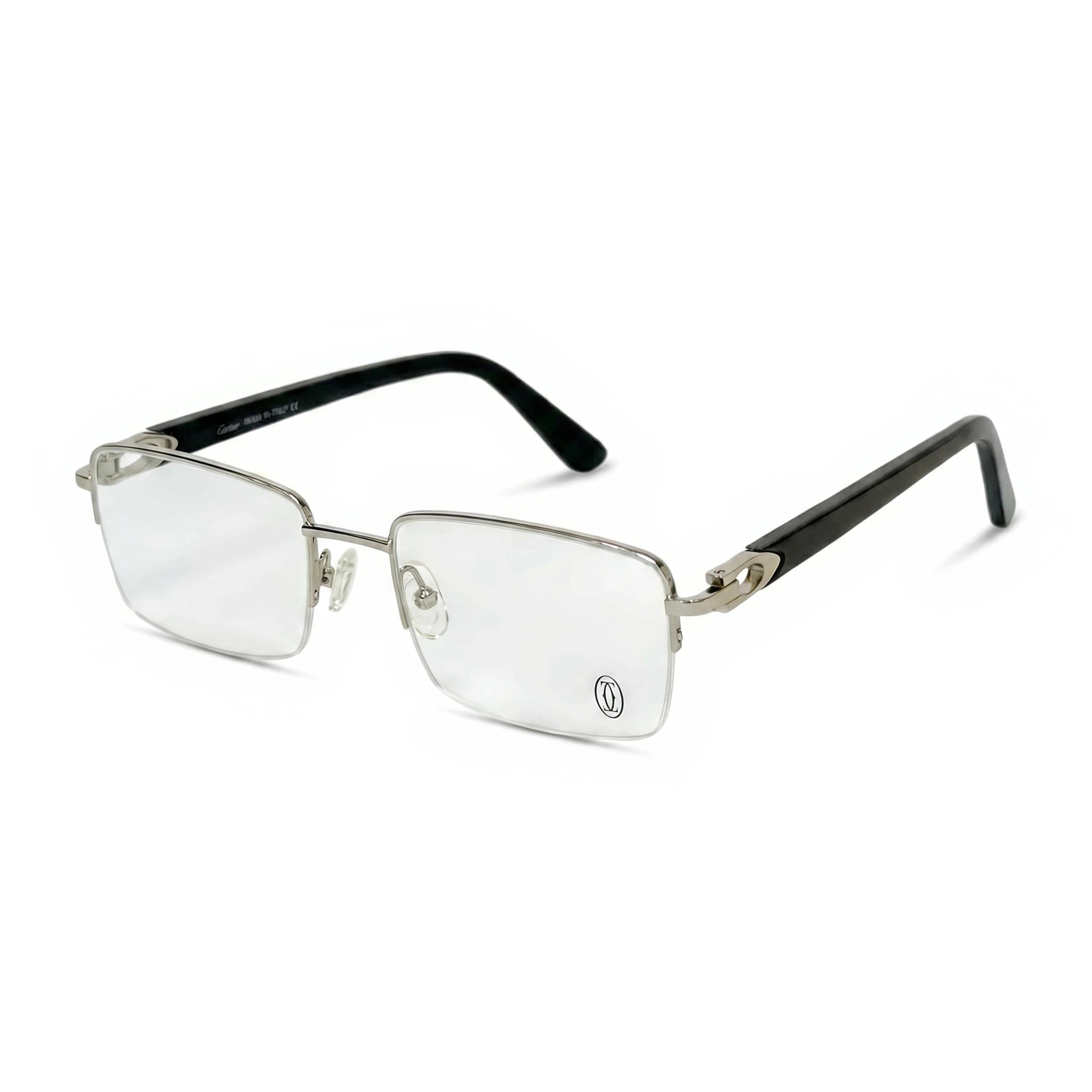 Dex Silver Black Rectangle Eyeglasses