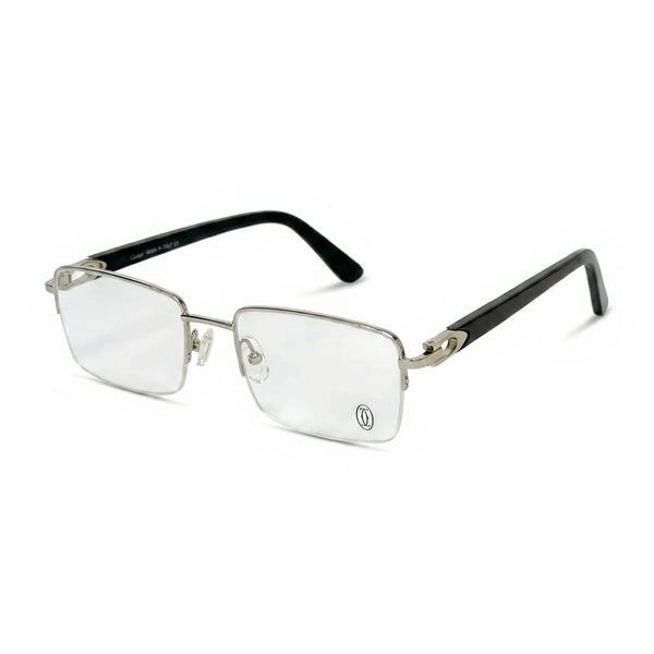Dex Silver Black Rectangle Eyeglasses