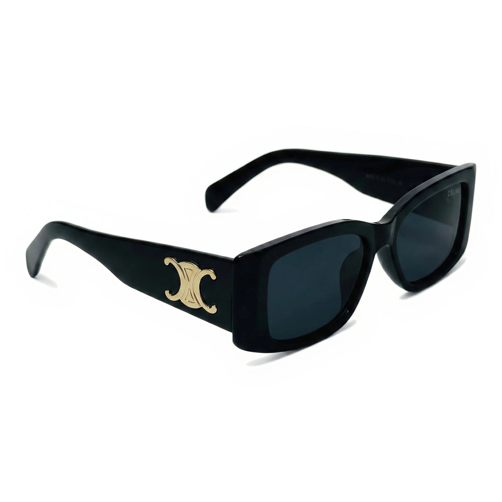 Onyx Black Rectangle Sunglasses