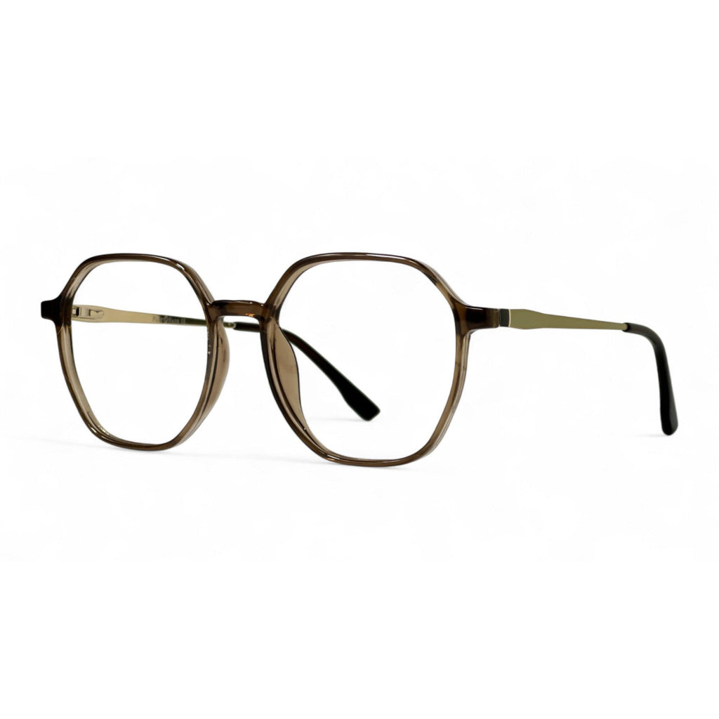 Clyra Brown Round Eyeglasses side view