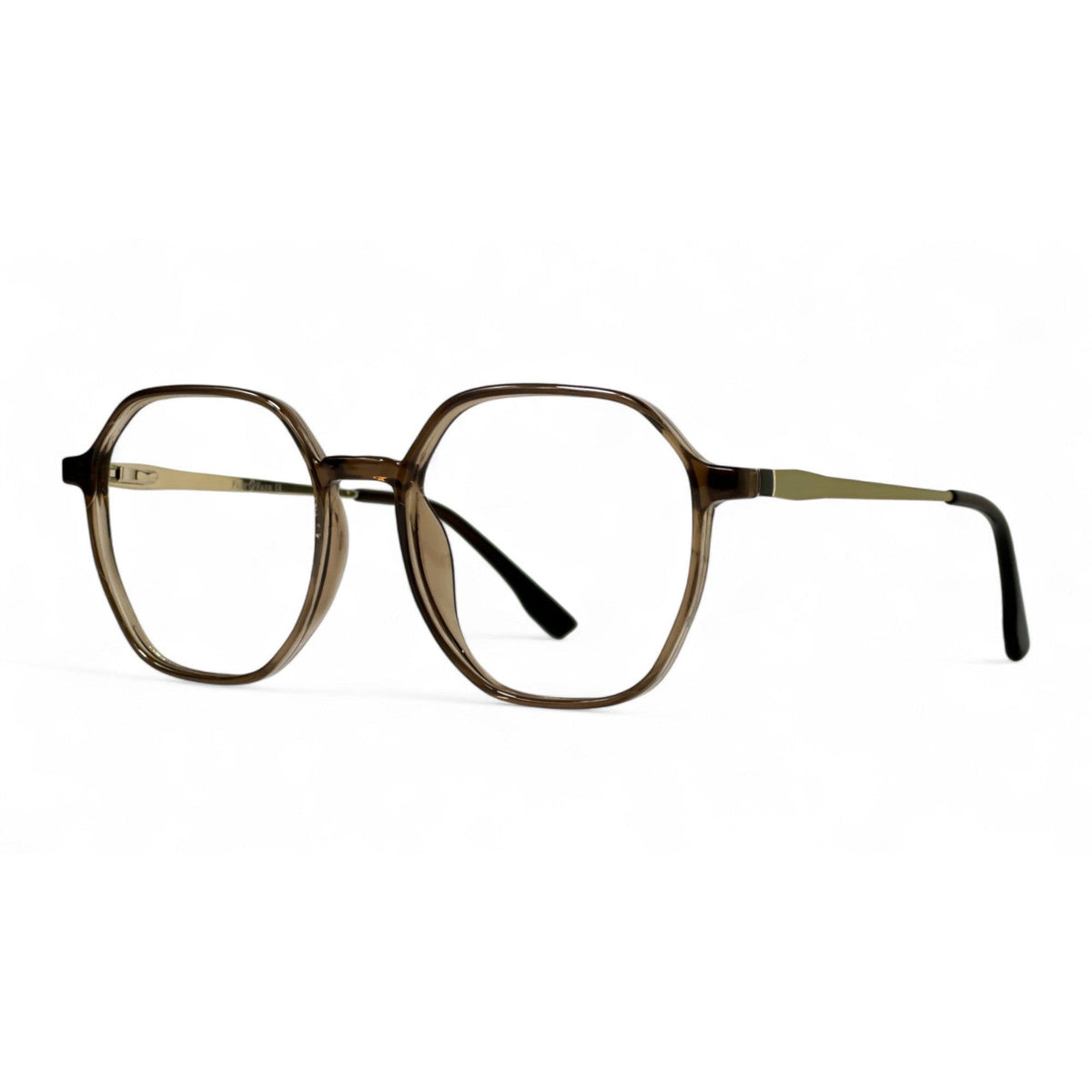 Clyra Brown Round Eyeglasses side view