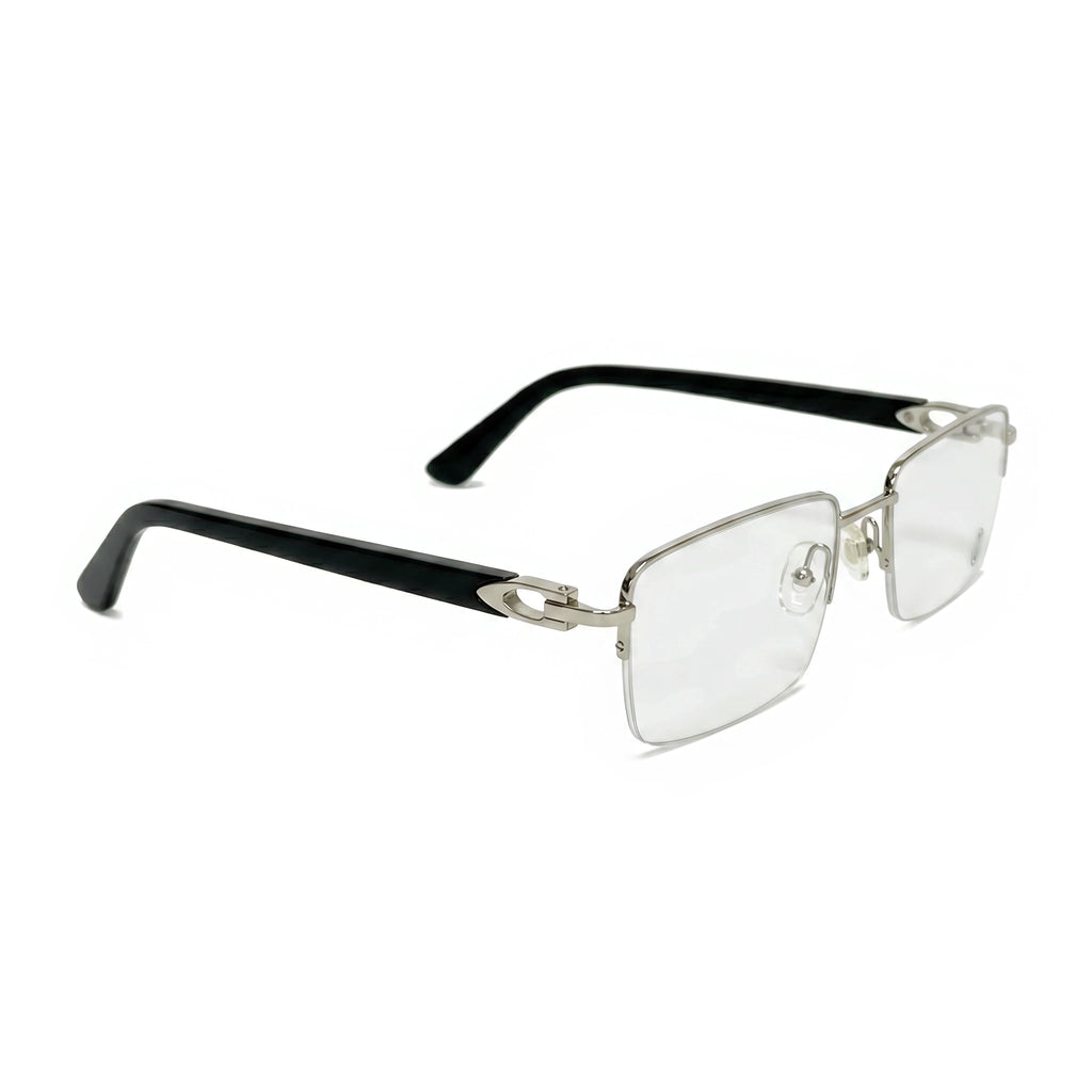 Dex Silver Black Rectangle Eyeglasses