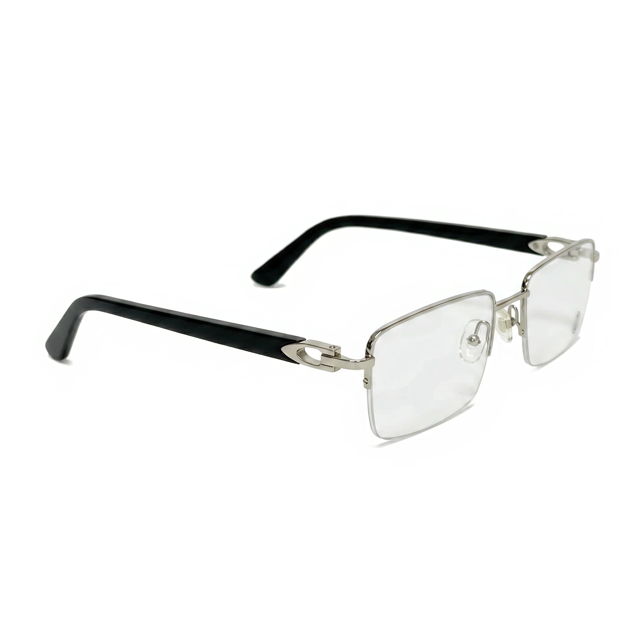 Dex Silver Black Rectangle Eyeglasses