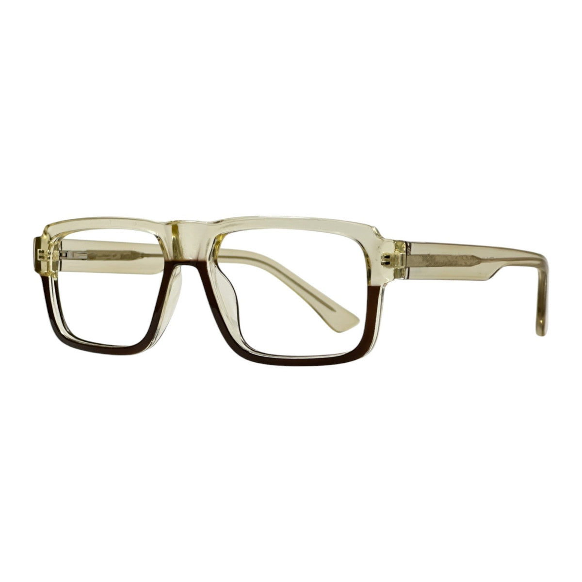 Solvian Beige Rectangle Eyeglasses side view