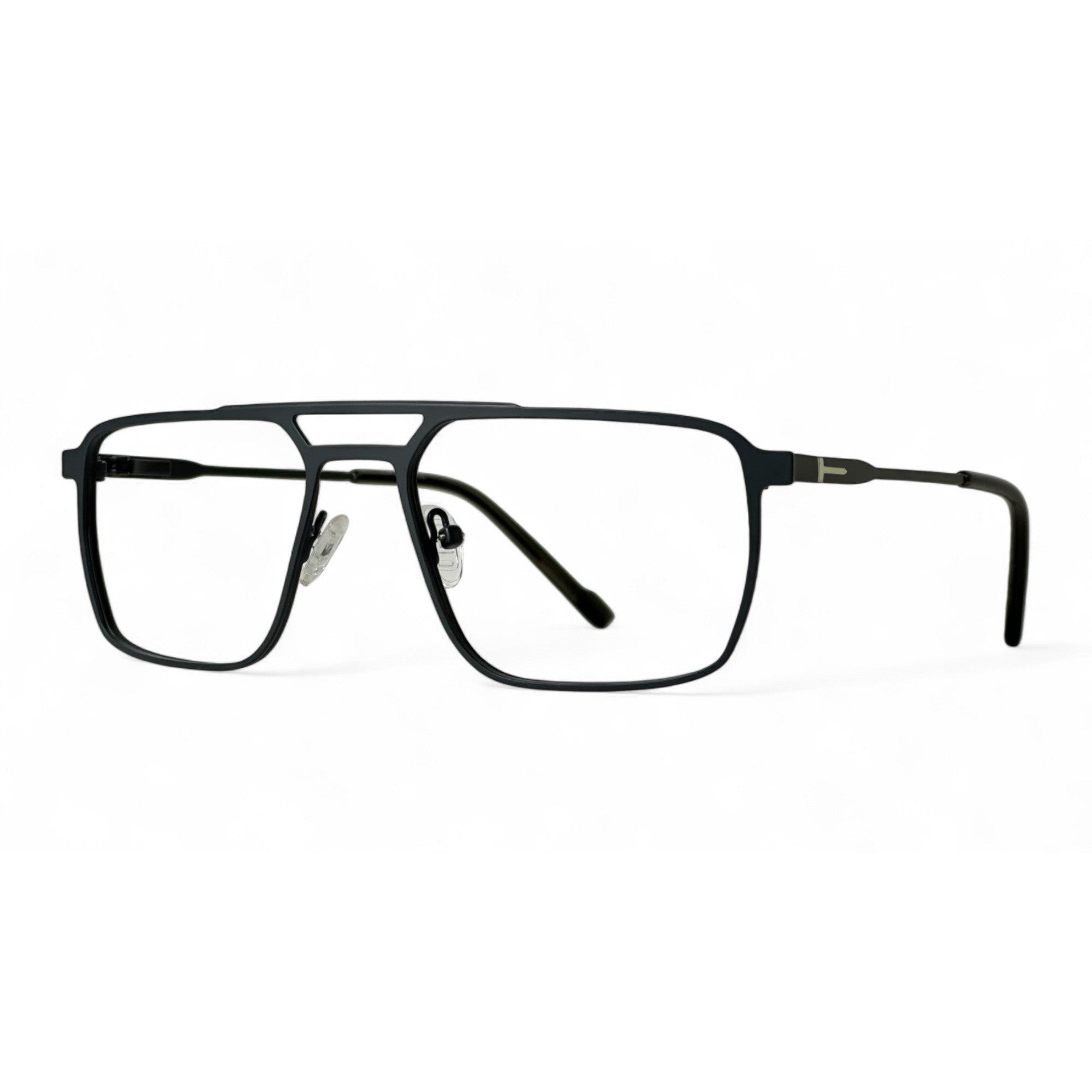 Lurevo Black Rectangle Eyeglasses side view