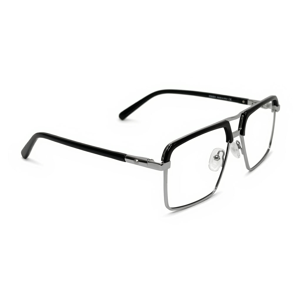 Griff Silver Black Rectangle Eyeglasses