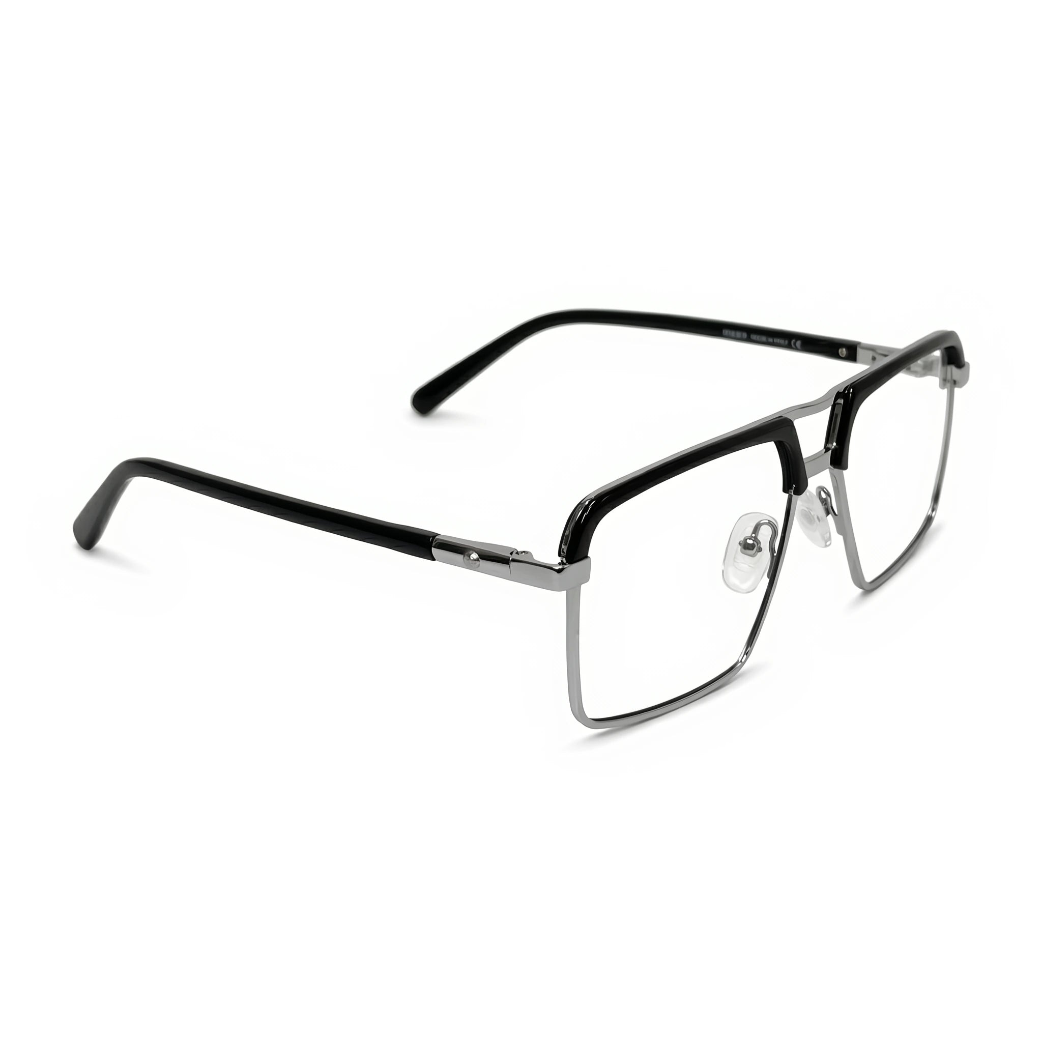 Griff Silver Black Rectangle Eyeglasses