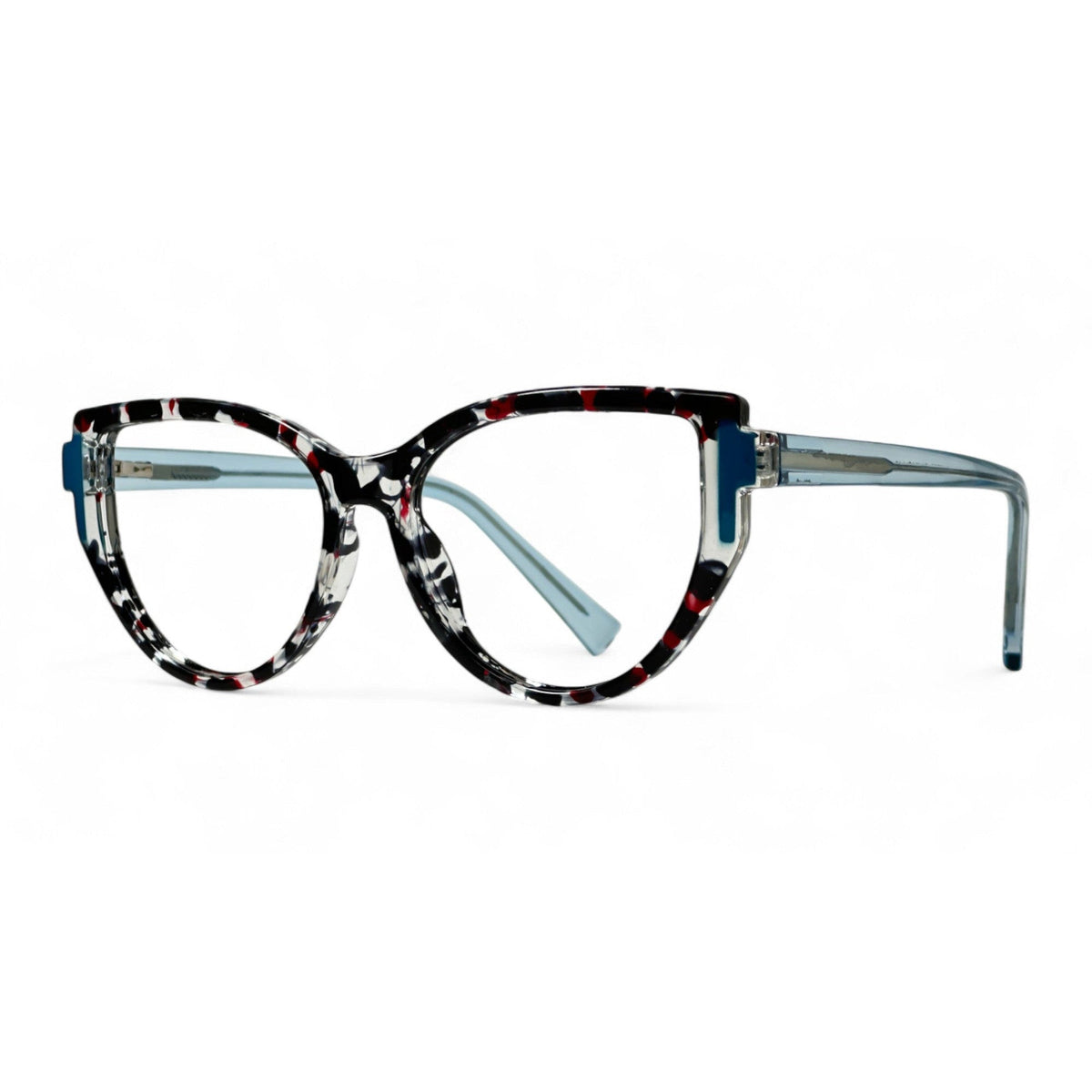 Veyora Black and white Cat Eye Eyeglasses side view