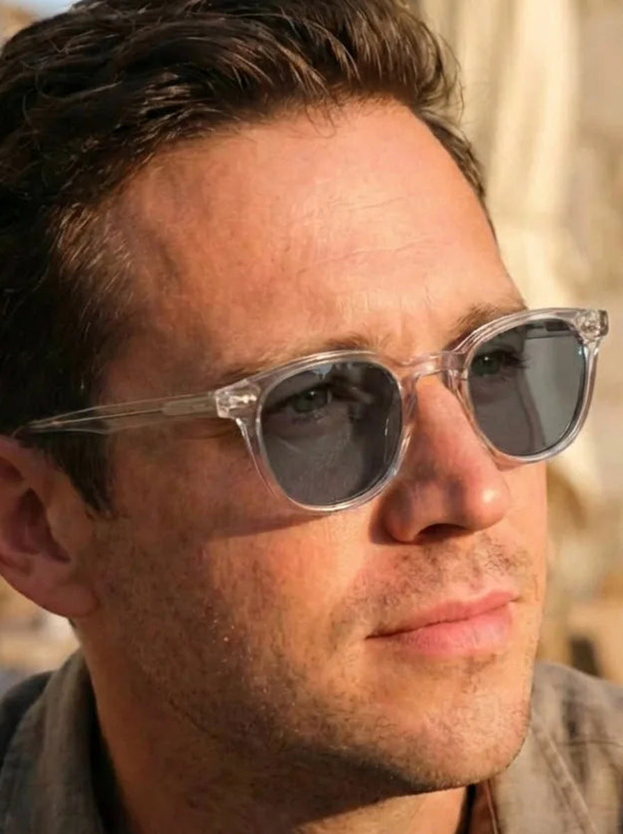 Photochromic Lenses. Clear indoors, darker outside.