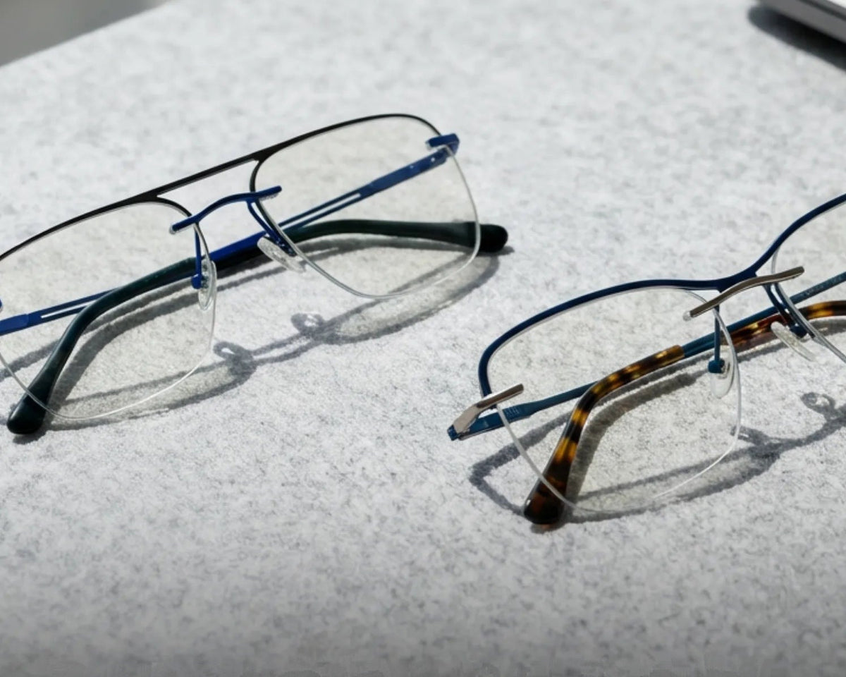Barely There. Light, clean half-rim frames.