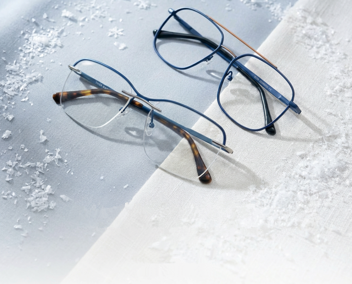 Quiet Style, Clean Lines. Thin, light minimal glasses.
