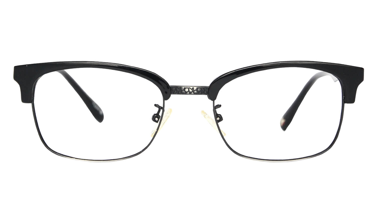 front side of Feb square shape half rim black Eyeglasses