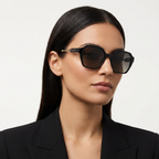 Etrex Black Geometric Sunglasses