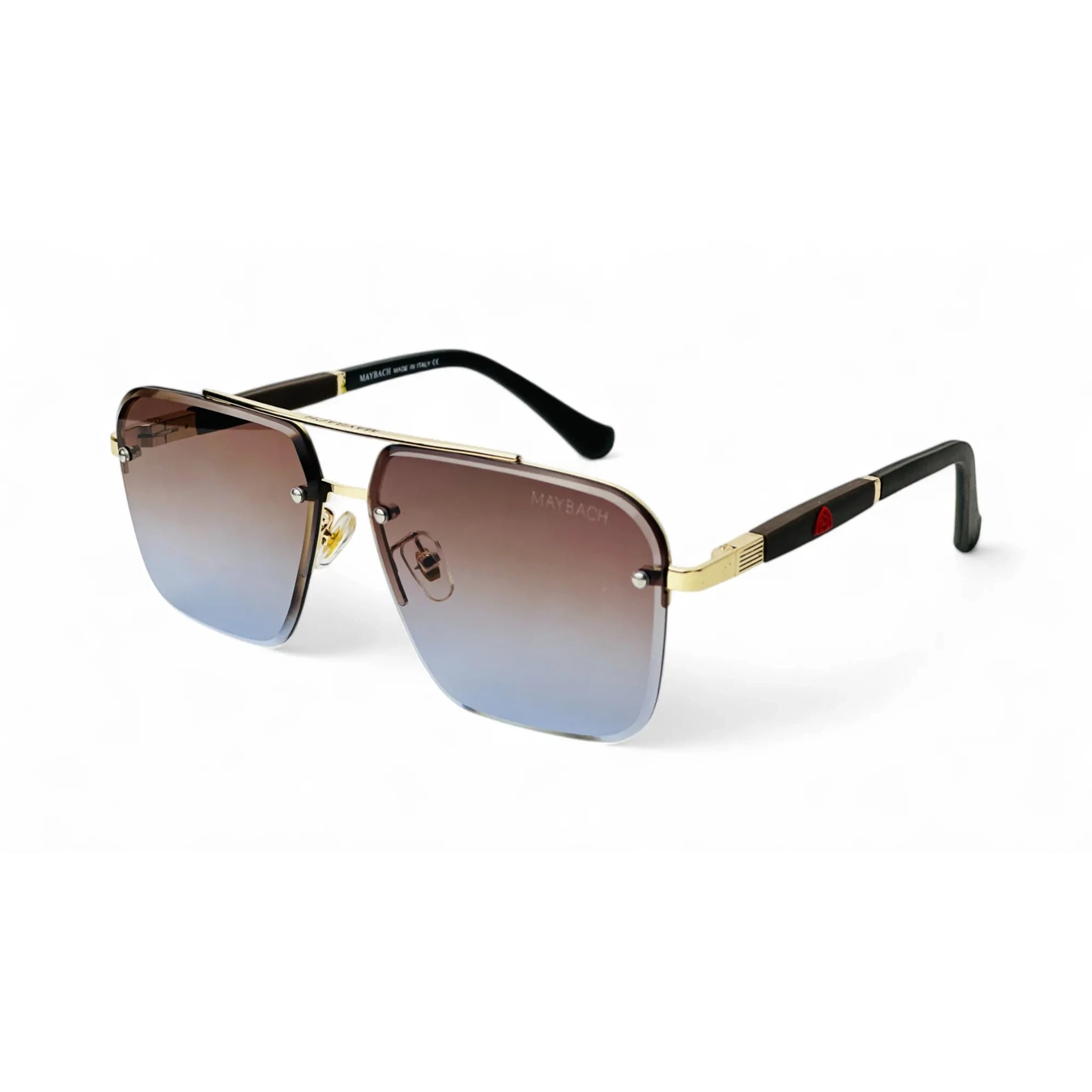 Bold Square Rimless Gold Gradient Unisex Sunglasses