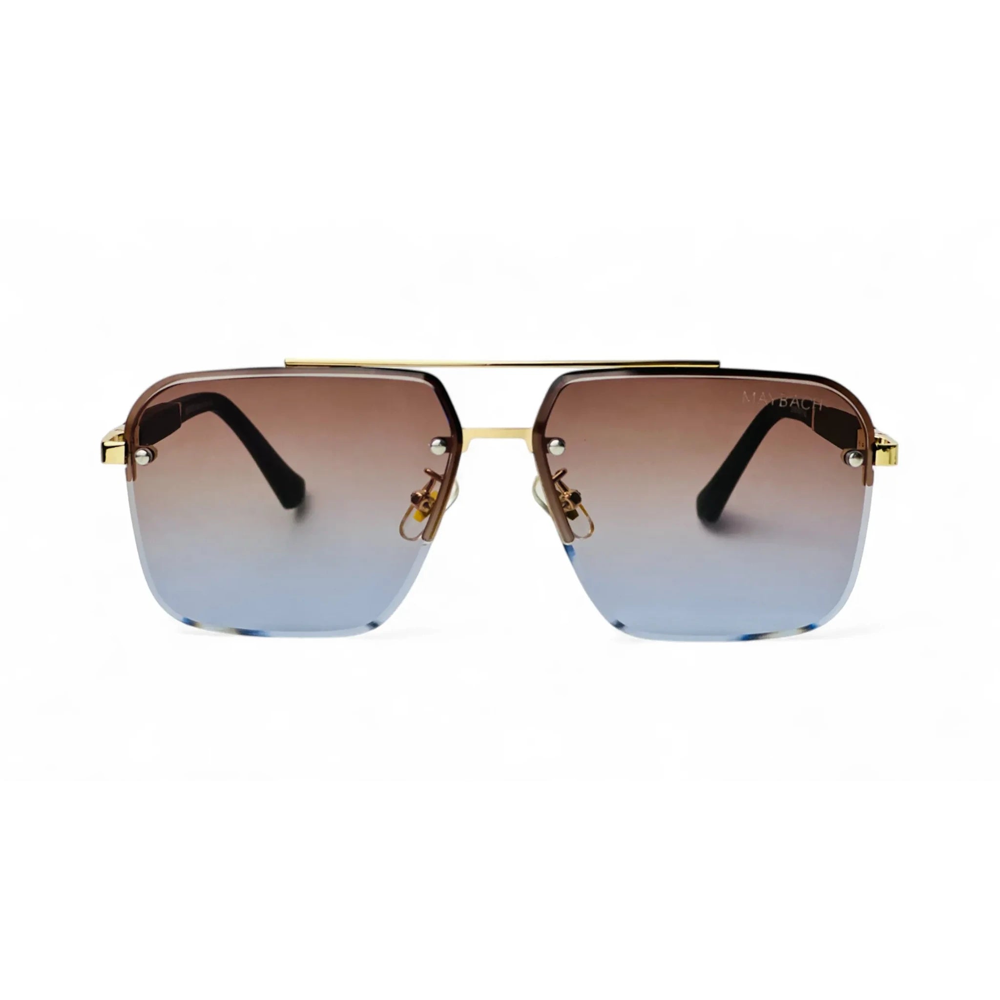 Bold Square Rimless Gold Gradient Unisex Sunglasses