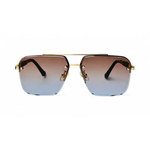 Bold Square Rimless Gold Gradient Unisex Sunglasses
