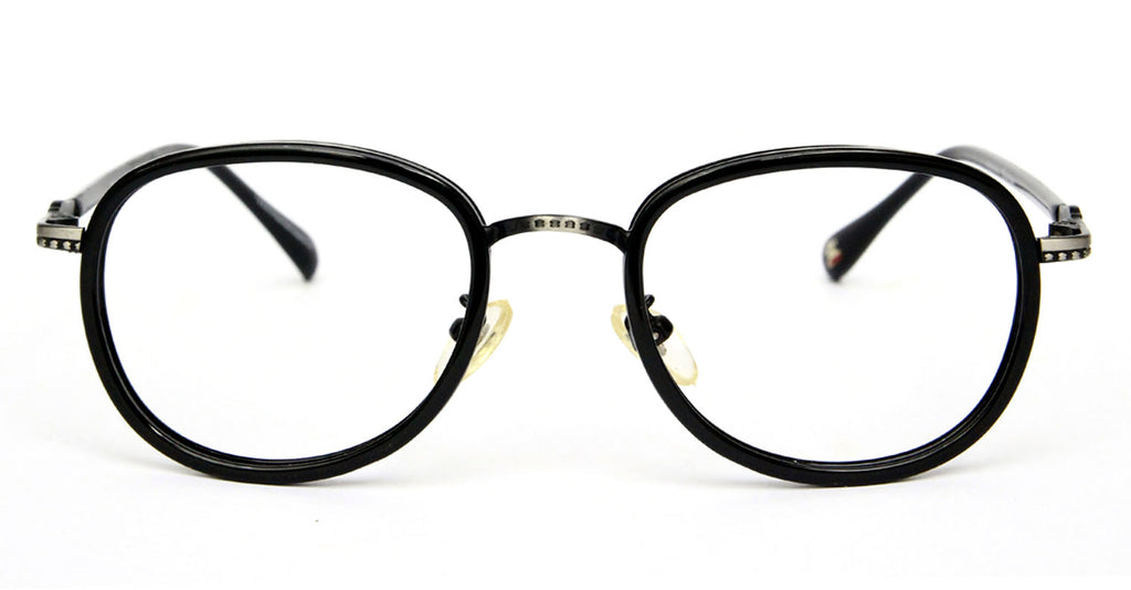 front side of Lautus black oval shape eyeglasses