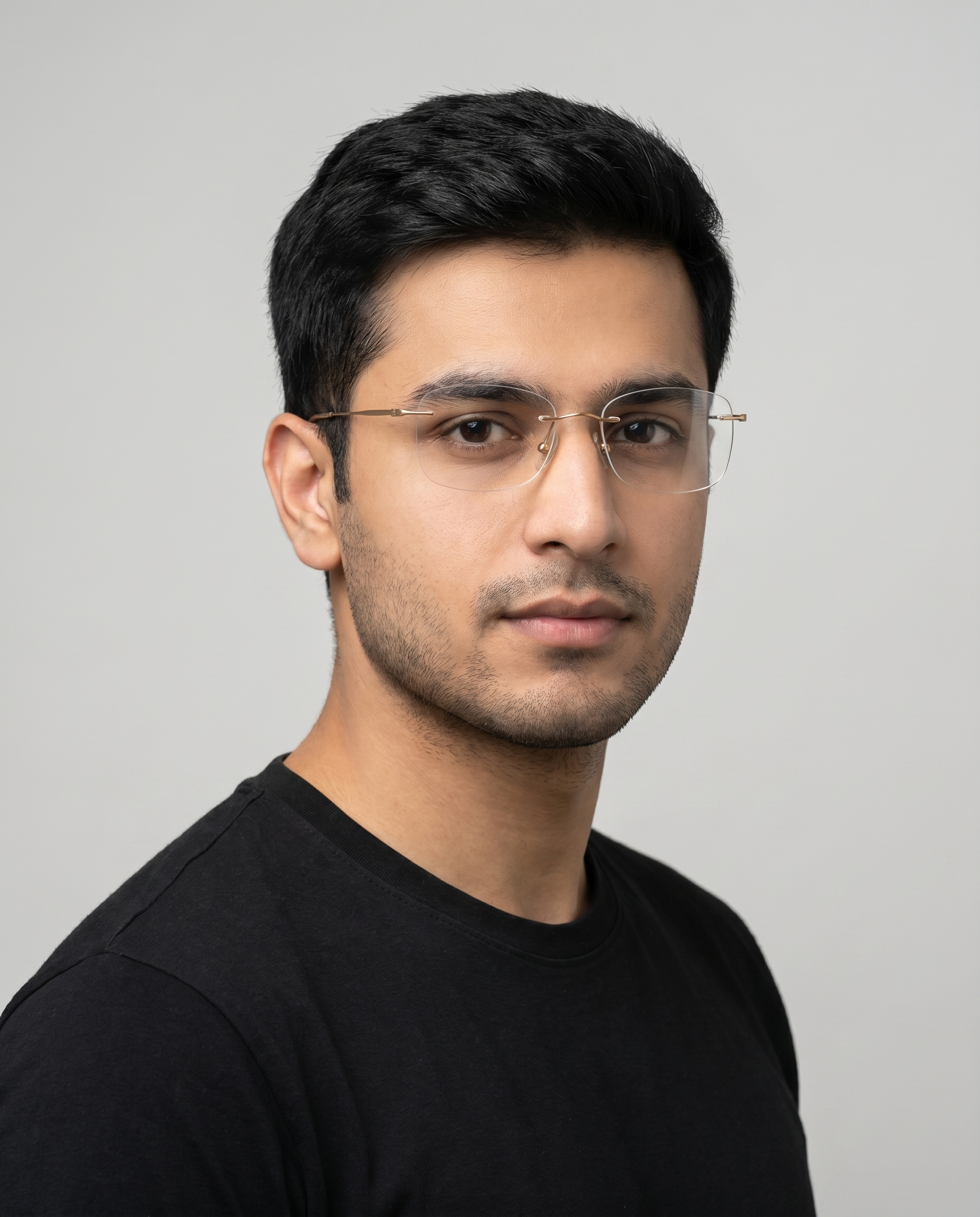 Bloomin rimless eyeglasses worn by a model